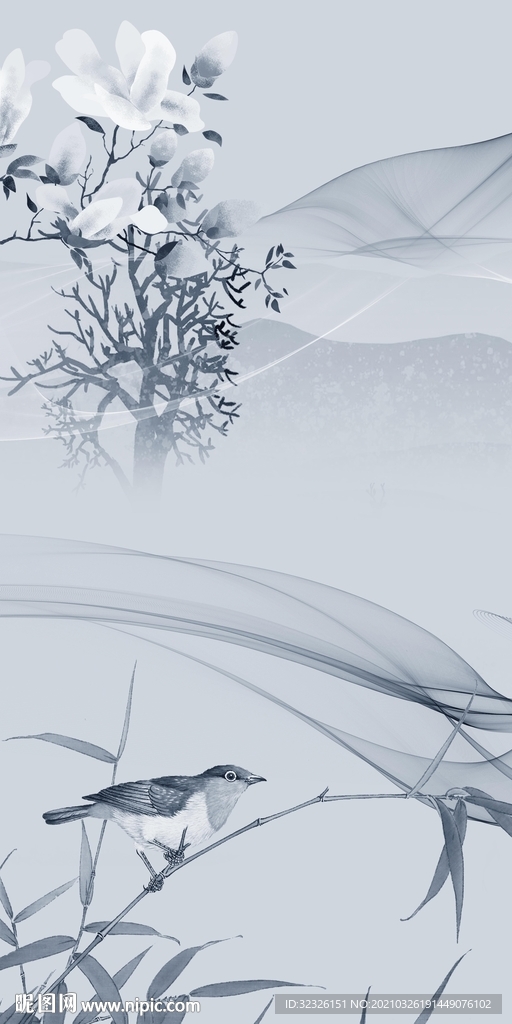 新款现代玄关山水 tif分层