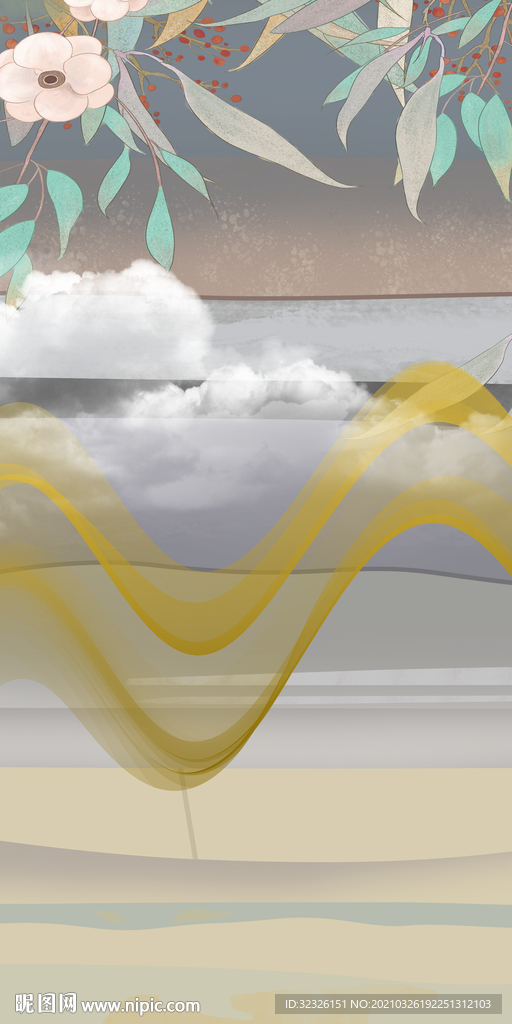 线条新轻奢玄关画 TIF分层