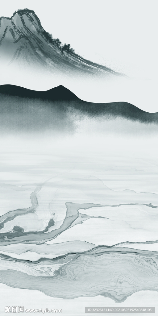 中式 玄关山水框画 TIF分层