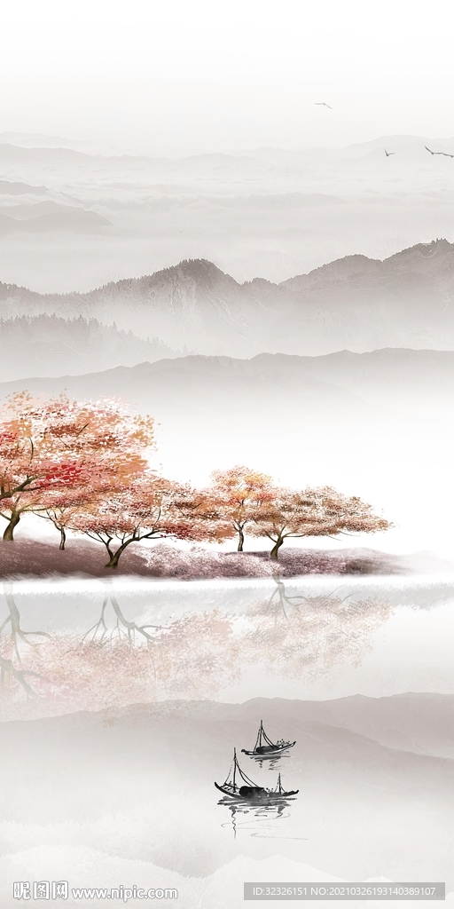 高清 现代玄关山水 tif分层