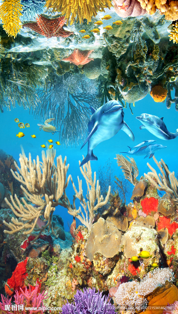 海底珊瑚3D立体地板地砖地画