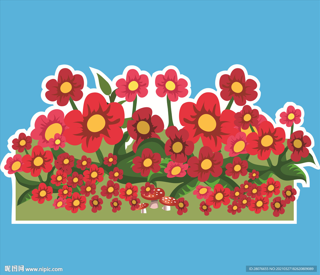 卡通花草 手绘花朵