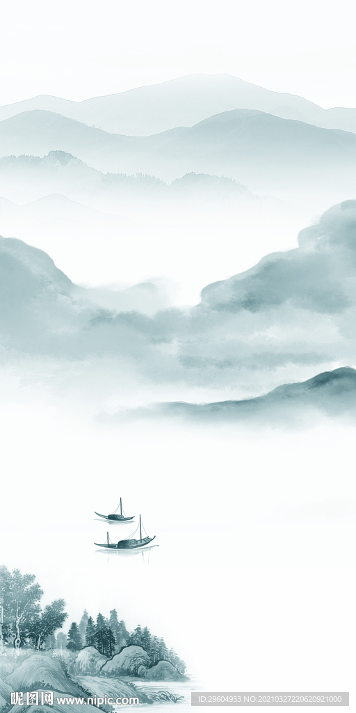 大卖山水画玄关画 TIF分层