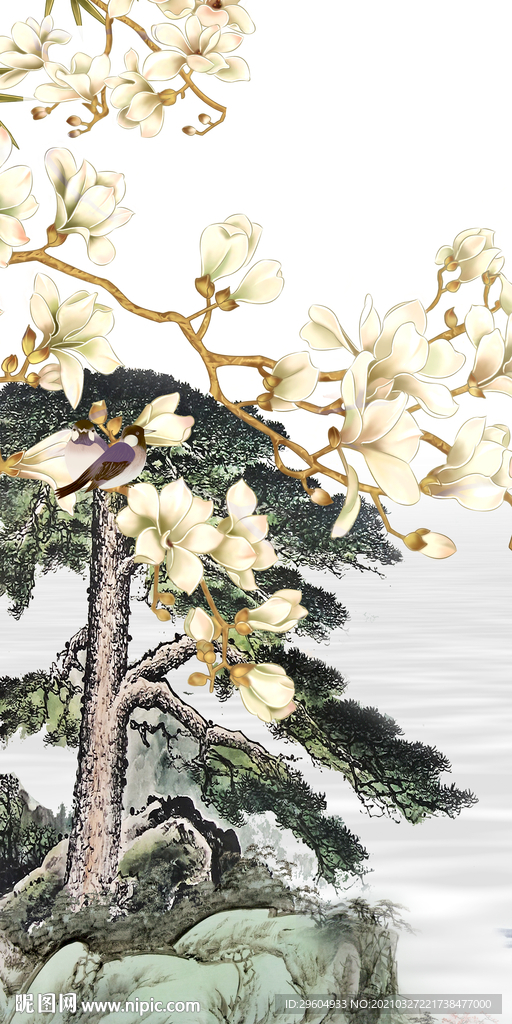 古风山水画玄关画 TIF分层