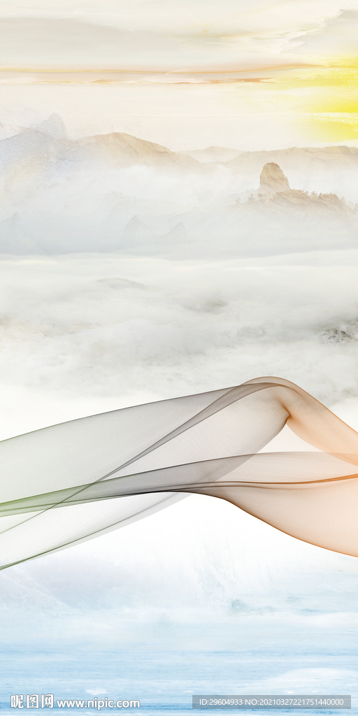 人气山水画玄关画 TIF分层