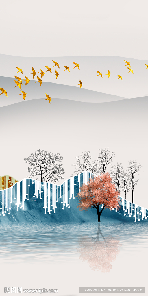 简约山水意境玄关 TIF分层