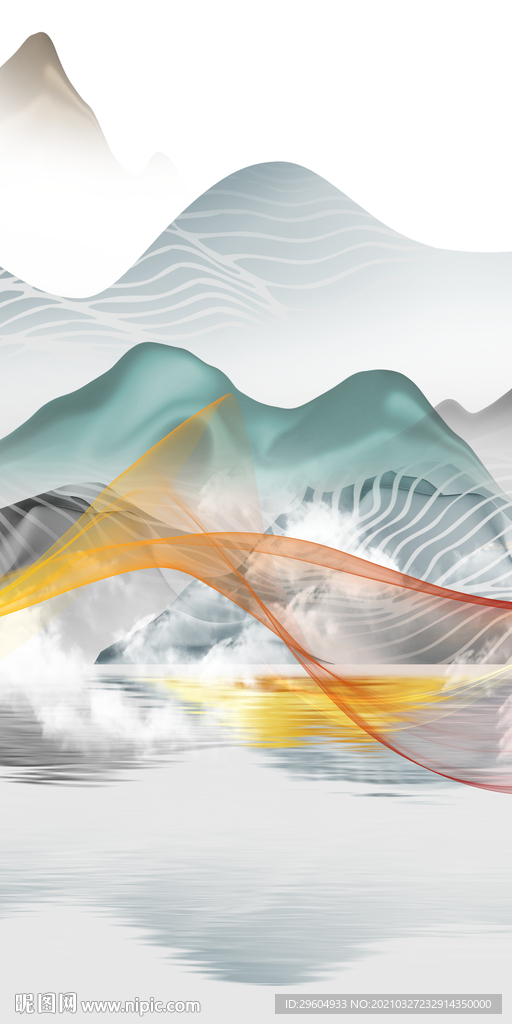 高档 山水意境玄关 TIF分层