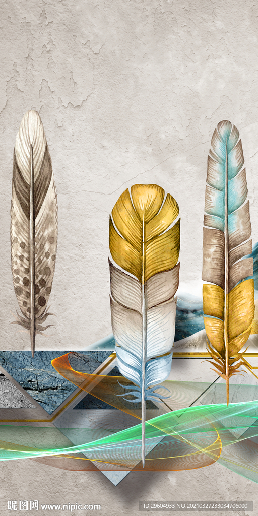 奢华玄关轻奢挂画 TIF分层