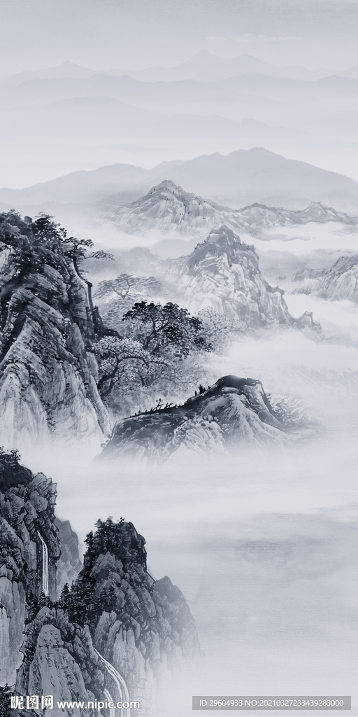 中式最新山水玄关 TIF分层