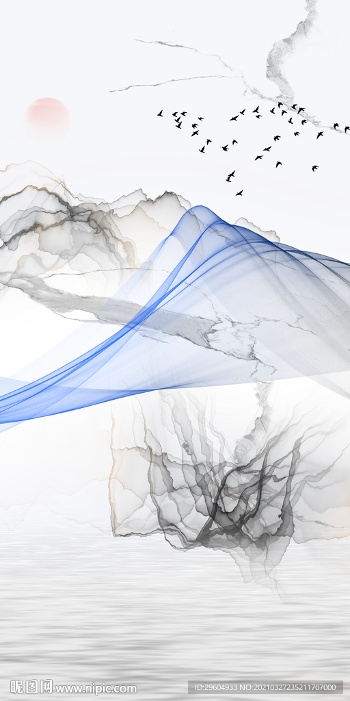 山水玄关轻奢挂画 TIF分层