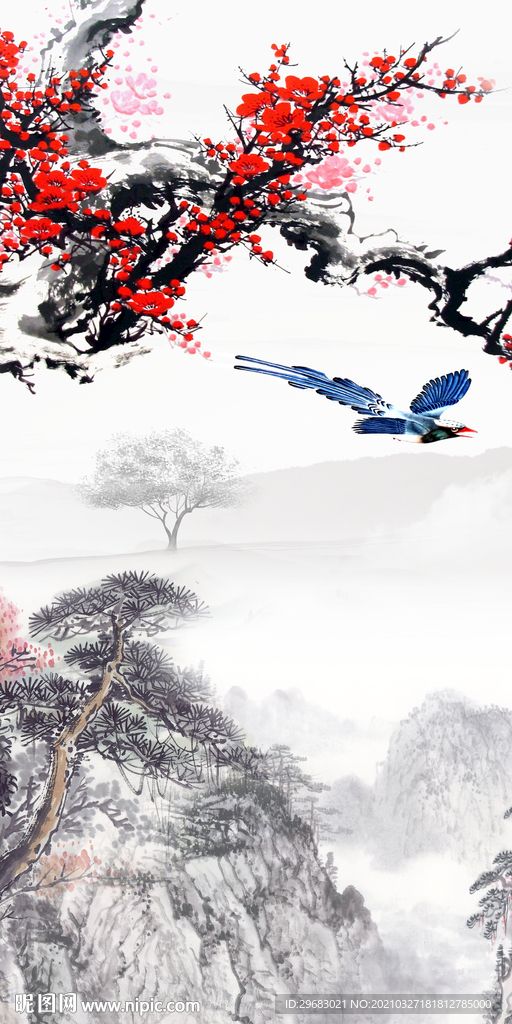 最新 玄关新中式画 tif分层