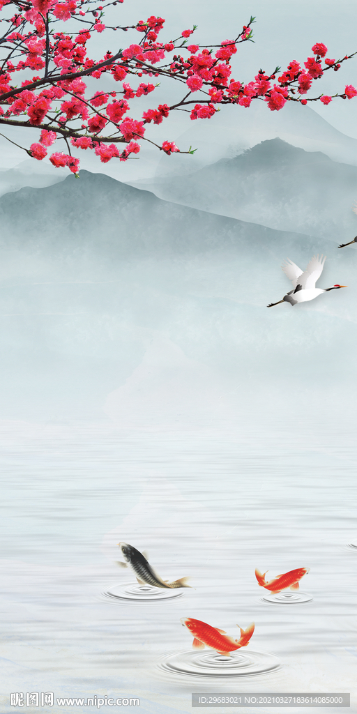 简约玄关新中式画 tif分层