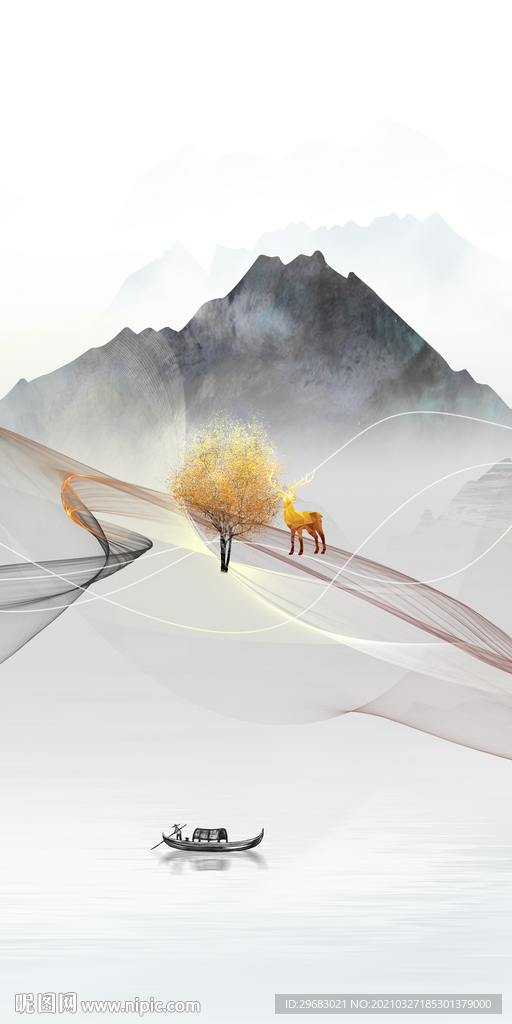 玄关画意境画 tif分层