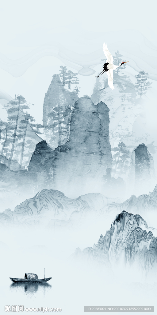 意境玄关中式画 tif分层