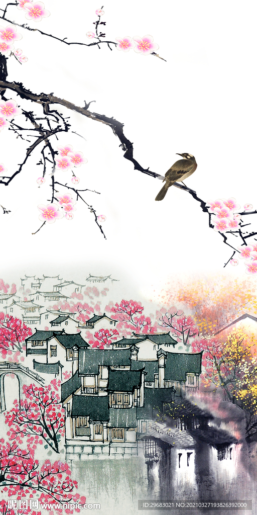 江南玄关画风景画 TIF分层