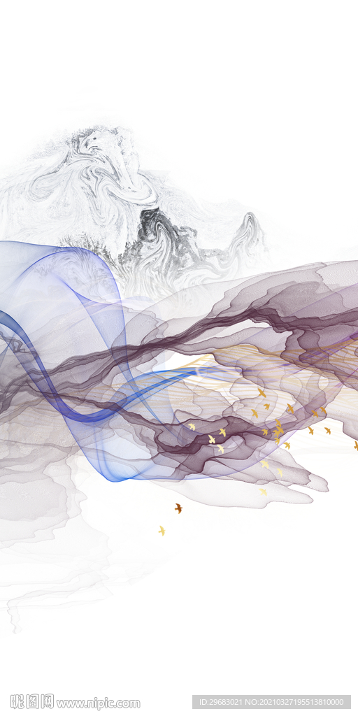 现代山水画玄关画 TIF分层