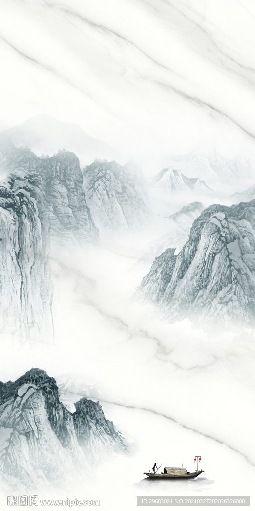 高清 山水画玄关画 TIF分层