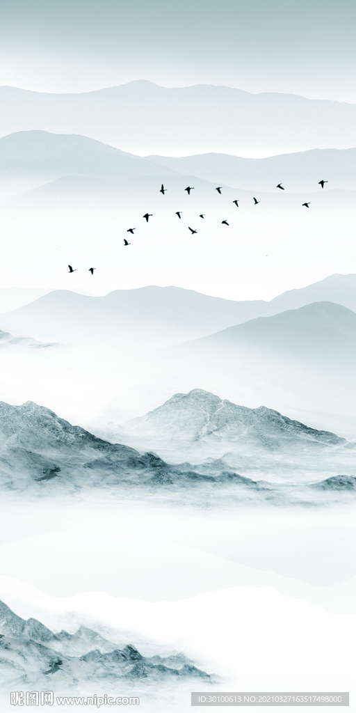 新中式新品山水玄关 tif分层