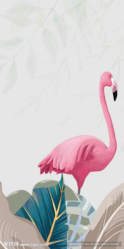 火烈鸟装饰欧式背景 TIF分层