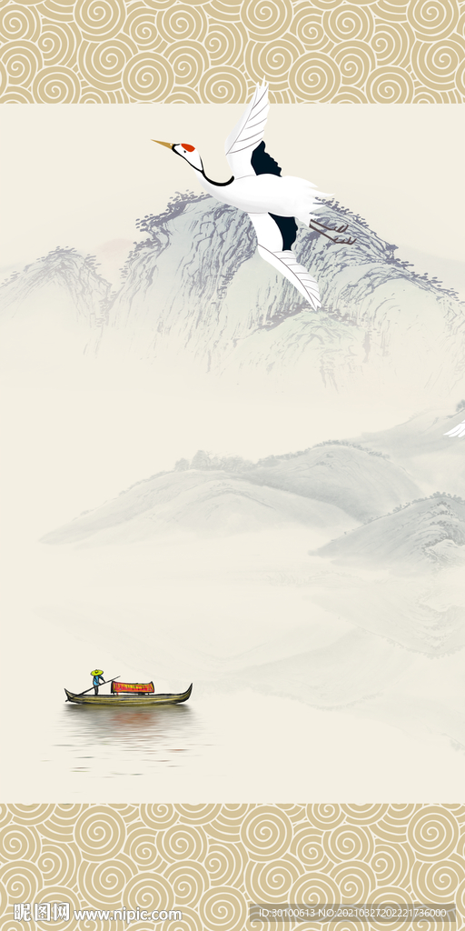 别墅山水玄关框画 tif分层