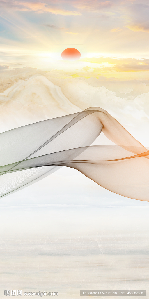 现代山水玄关框画 tif分层