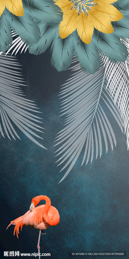 高档火烈鸟玄关背景 TIF分层