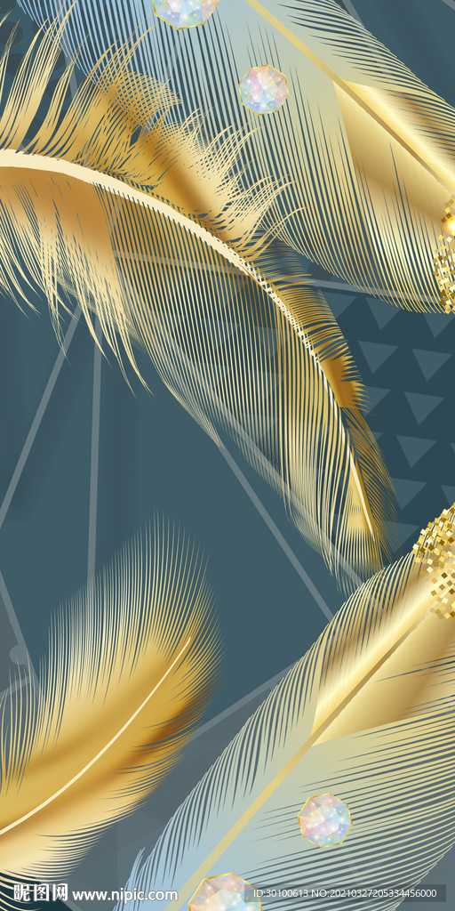 羽毛装饰玄关背景 TIF分层