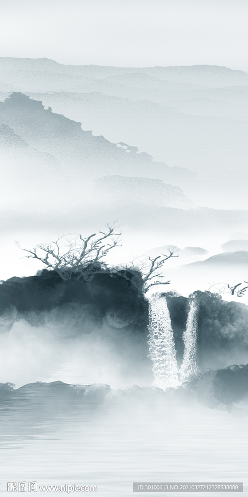 简约山水新无框画 tif分层