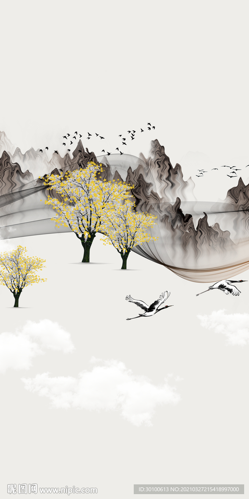 高端山水新无框画 tif分层