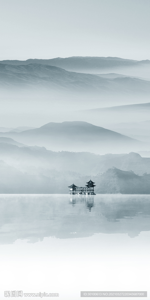 新中式高档山水新画 tif分层