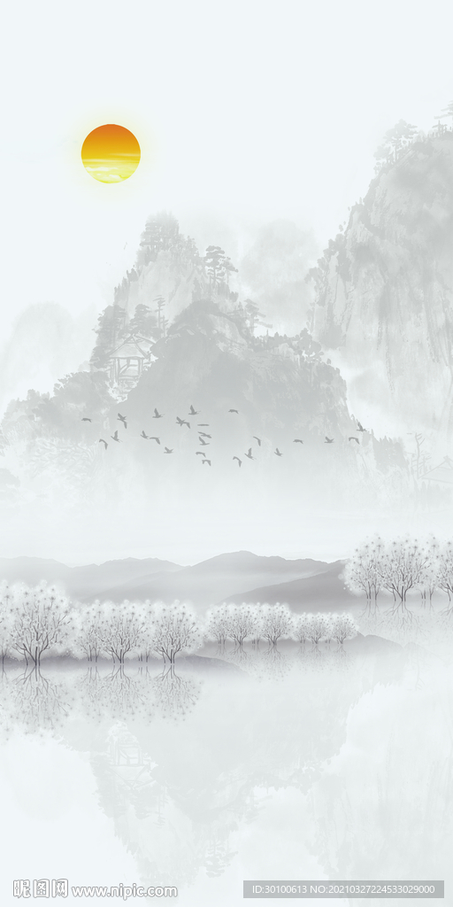 中式高档山水新画 tif分层