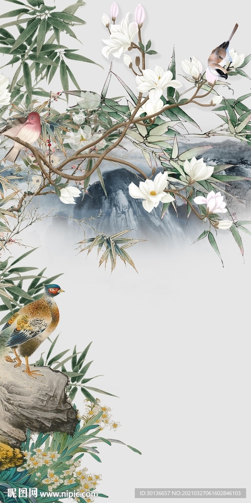 国画背景墙玄关 TIF分层