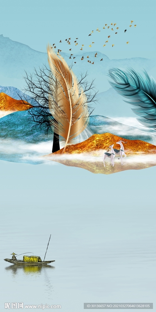 小船大气新无框画 TIF分层