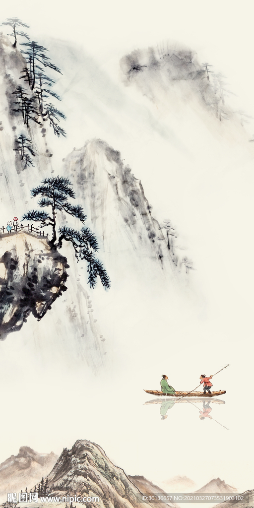 国画风景山水玄关 TIF分层