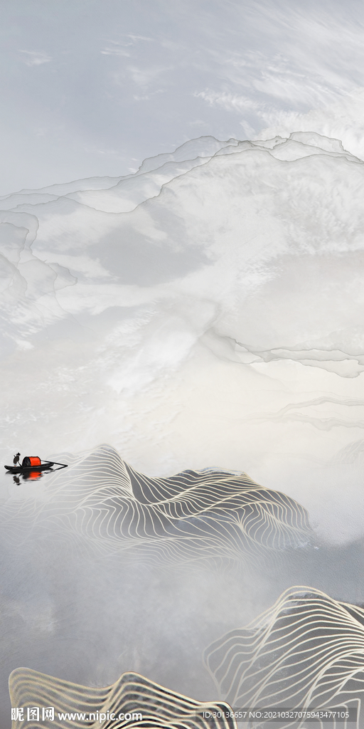 极简 现代玄关山水 TIF分层