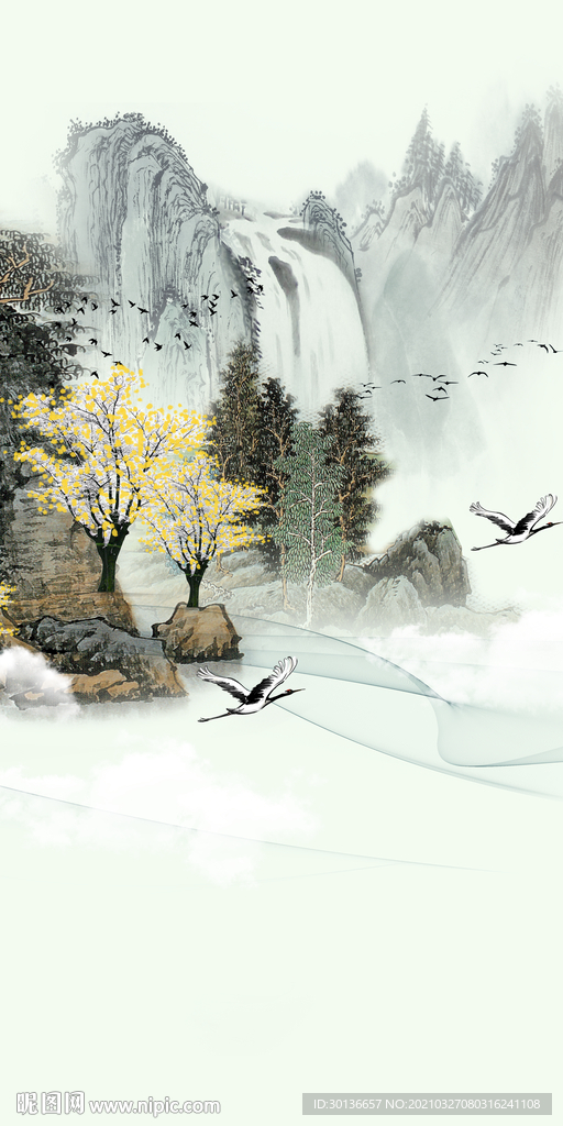 新中式现代玄关山水 TIF分层