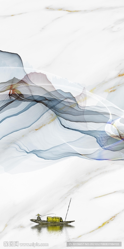 高端风景山水玄关 TIF分层