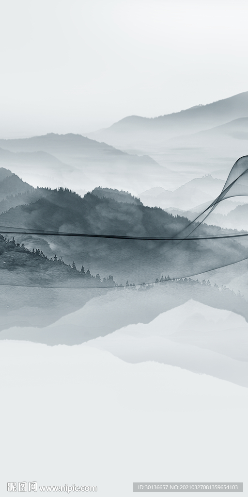 线条现代玄关山水 TIF分层