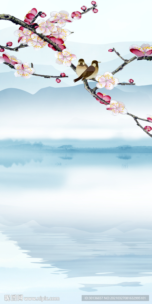 花鸟现代玄关山水 TIF分层