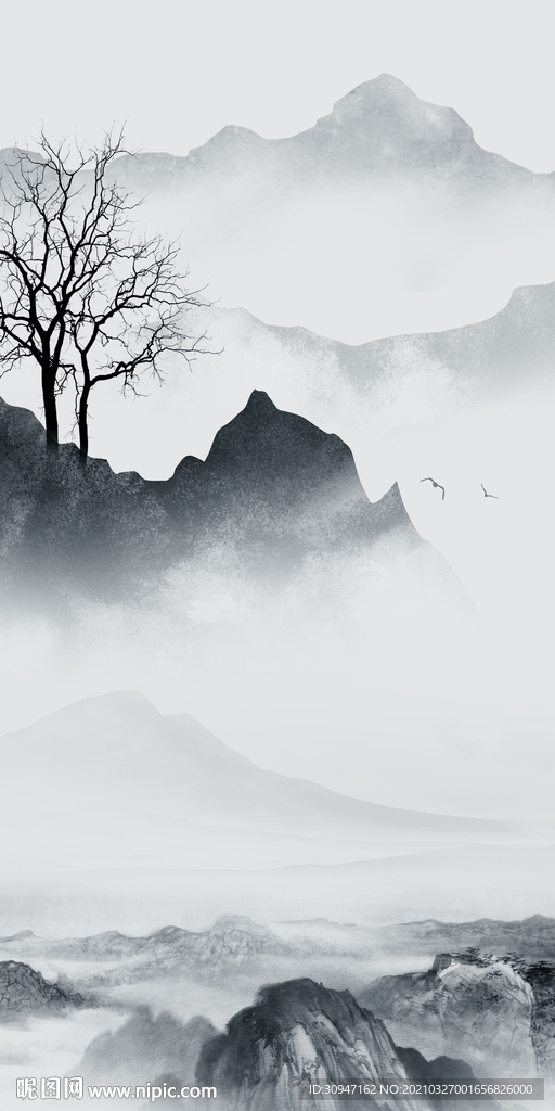 高清中国风山水画分层画