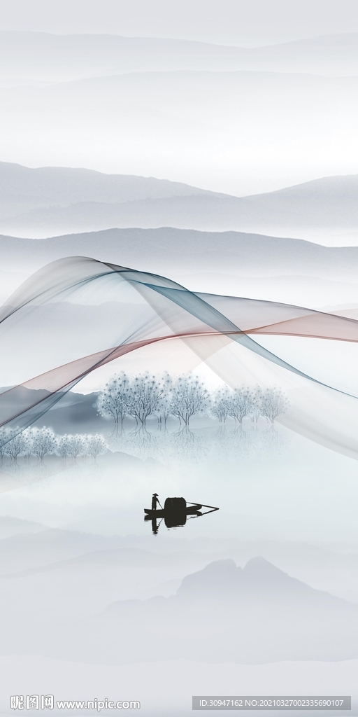 意境大气玄关山水画