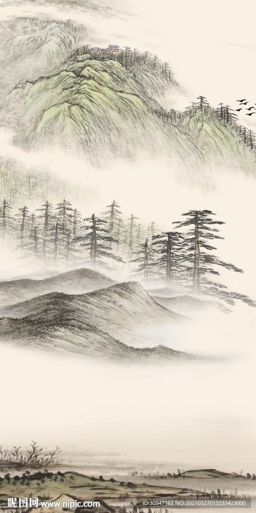 国画新高档玄关画 TIF分层