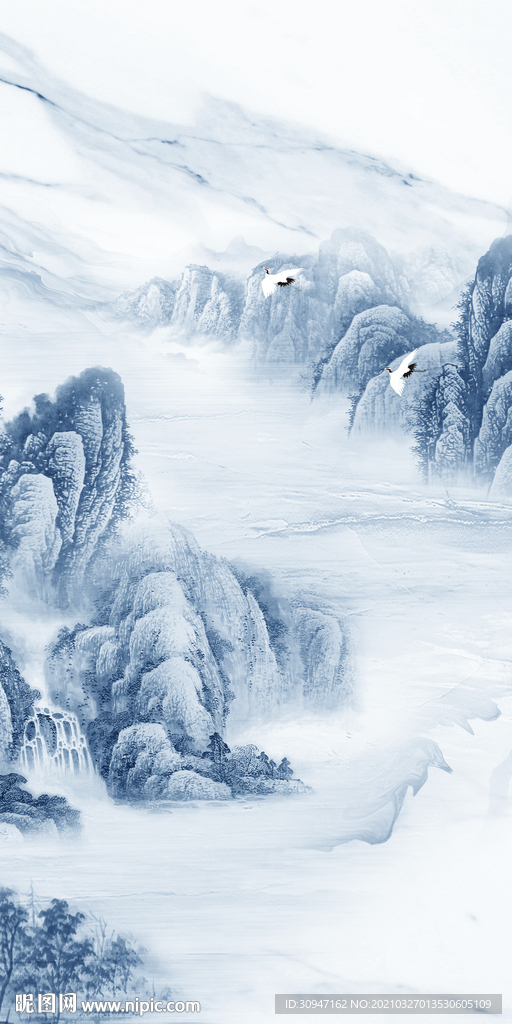 蓝色最新玄关画 TIF分层