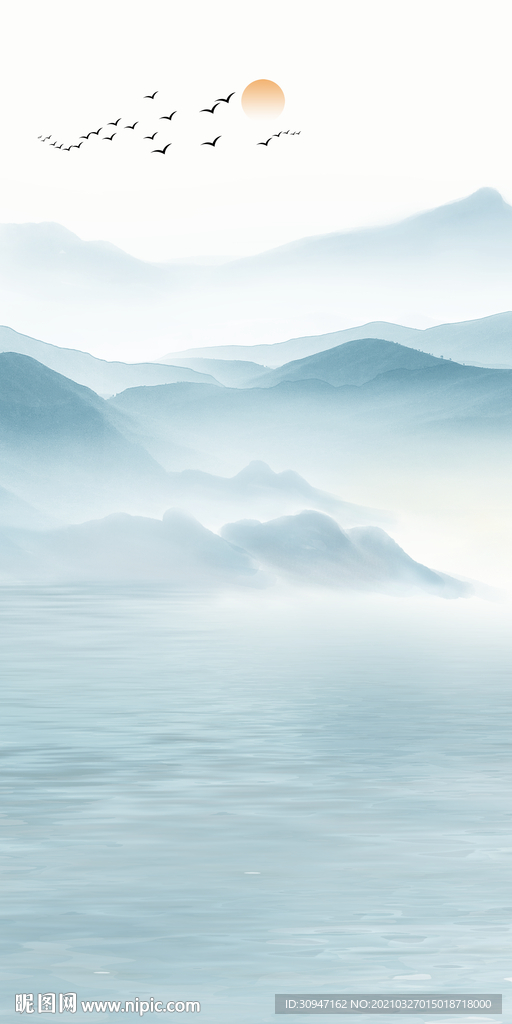 蓝色新高档玄关画 TIF分层