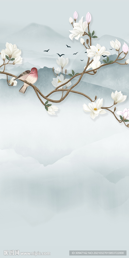 花鸟最新玄关画 TIF分层