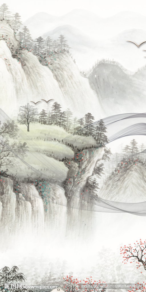 现代最新玄关山水 TIF分层