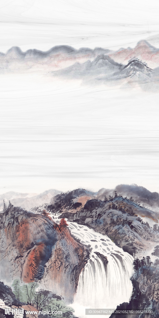 中式最新玄关山水 TIF分层