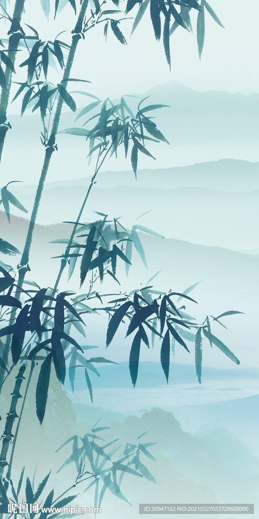 竹子最新玄关山水 TIF分层