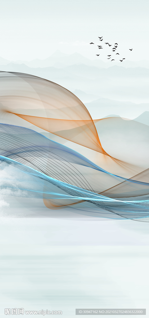 线条 最新玄关山水 TIF分层