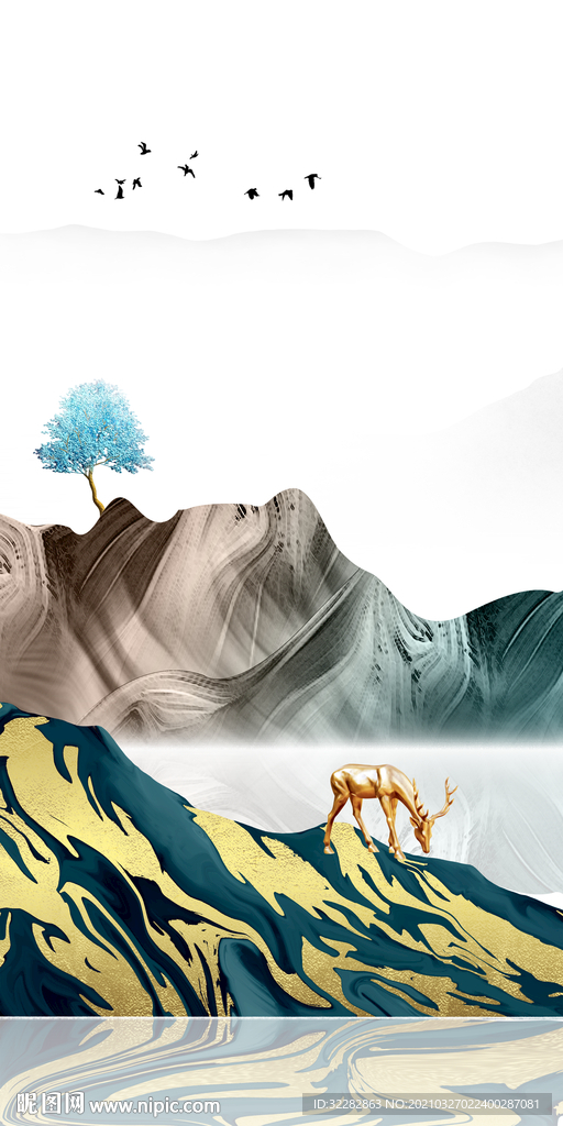 现代高清玄关山水画